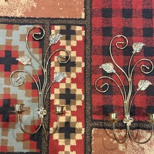 Vintage Homco pair of brass candle sconces